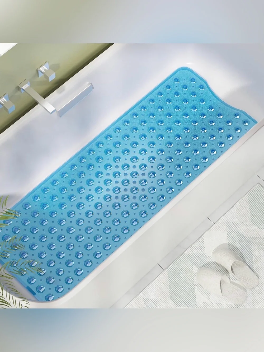 Bathtub Mat Shower Stall Mats with Suction Cups and Drain Holes, Non Slip Mat